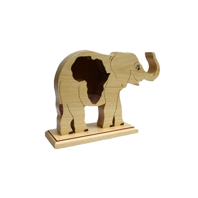 ELEPHANT Grand Modèle - Tirelire en bois 